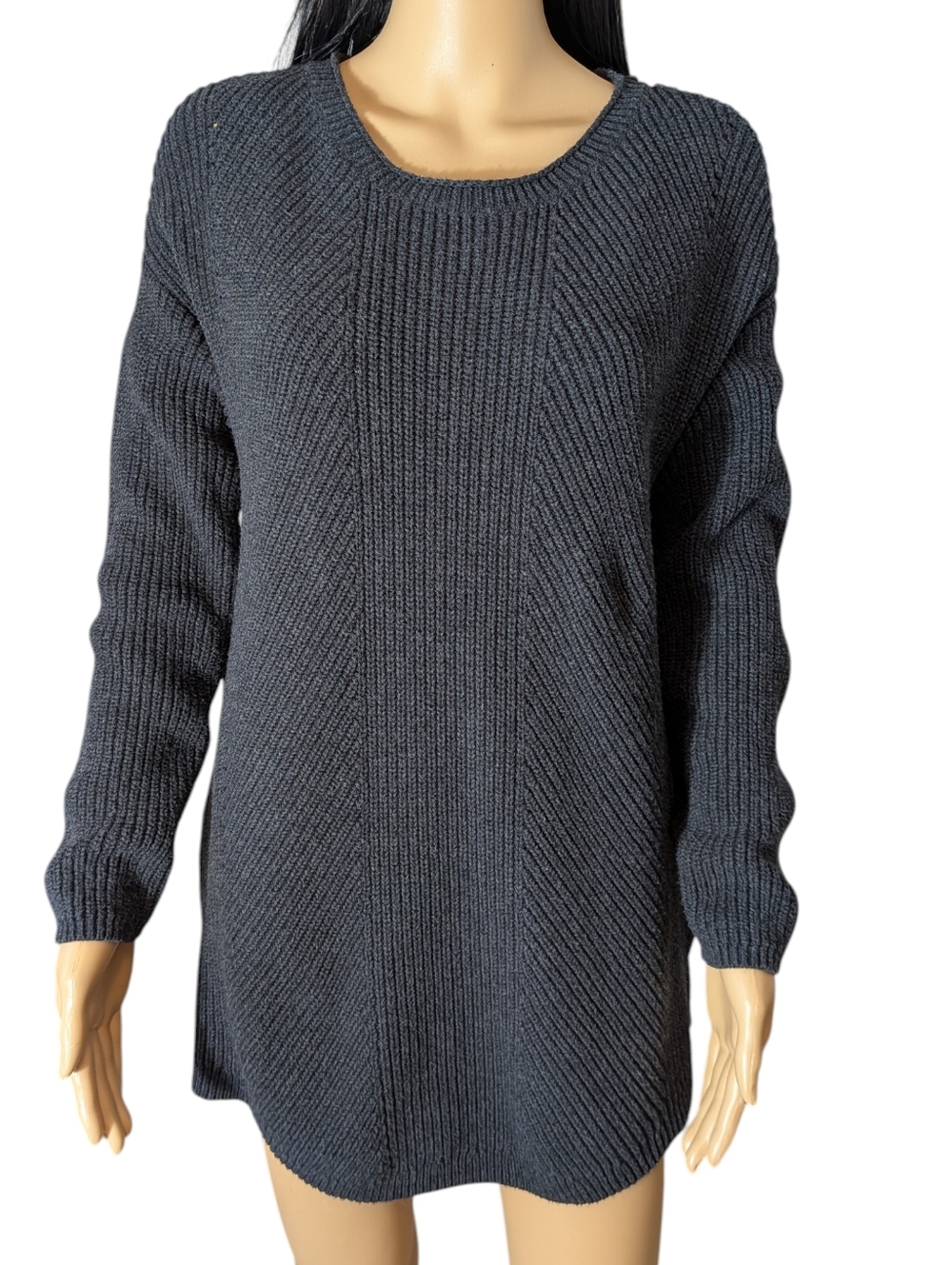Caslon Dark Gray Sweater with Side Zippers